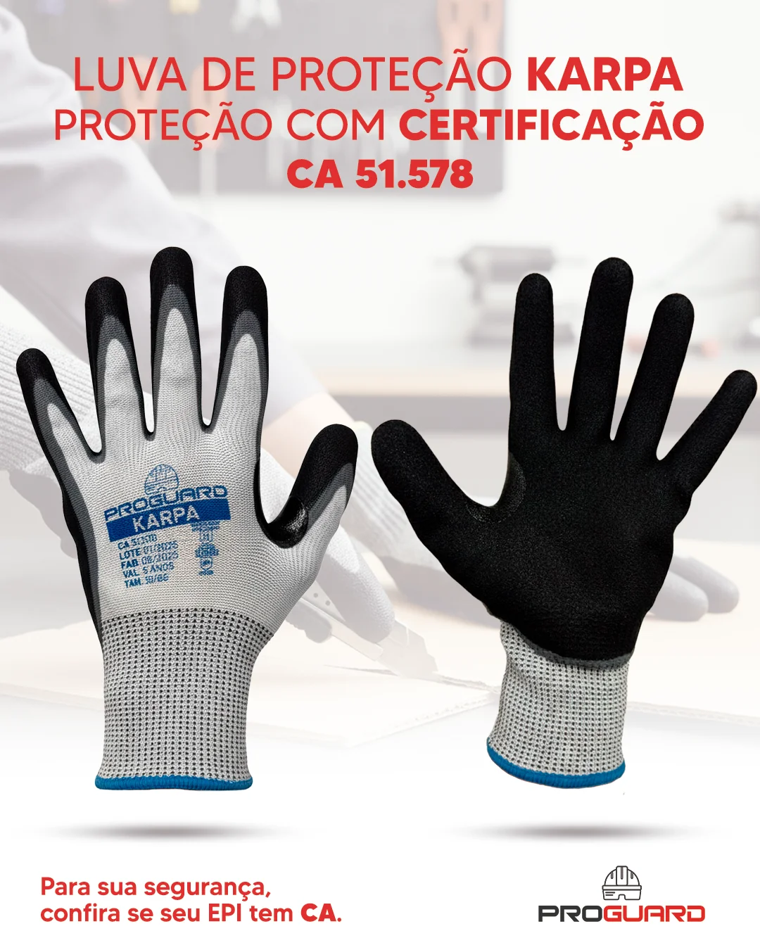 PROGUARD - Luva Anticorte Banho Nitrílico KARPA - Vista Principal
